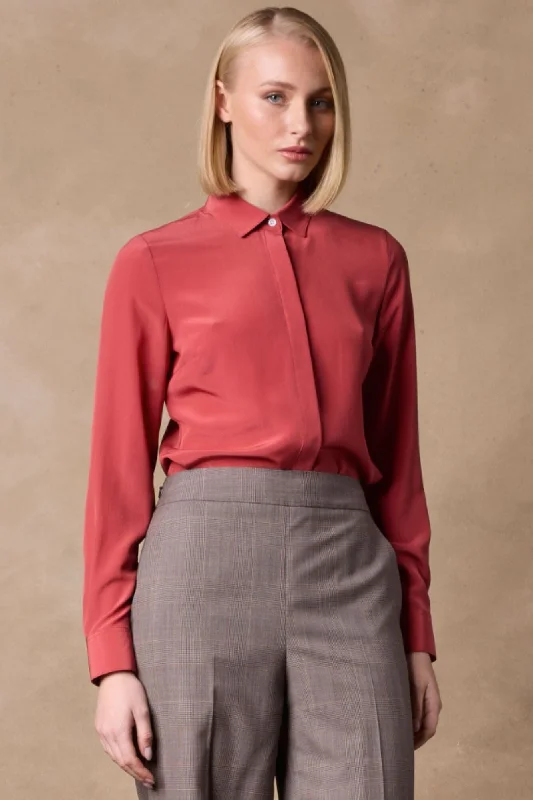 Bella Silk Shirt - Watermelon Denim Fabric Leather Fabric Suede Fabric
