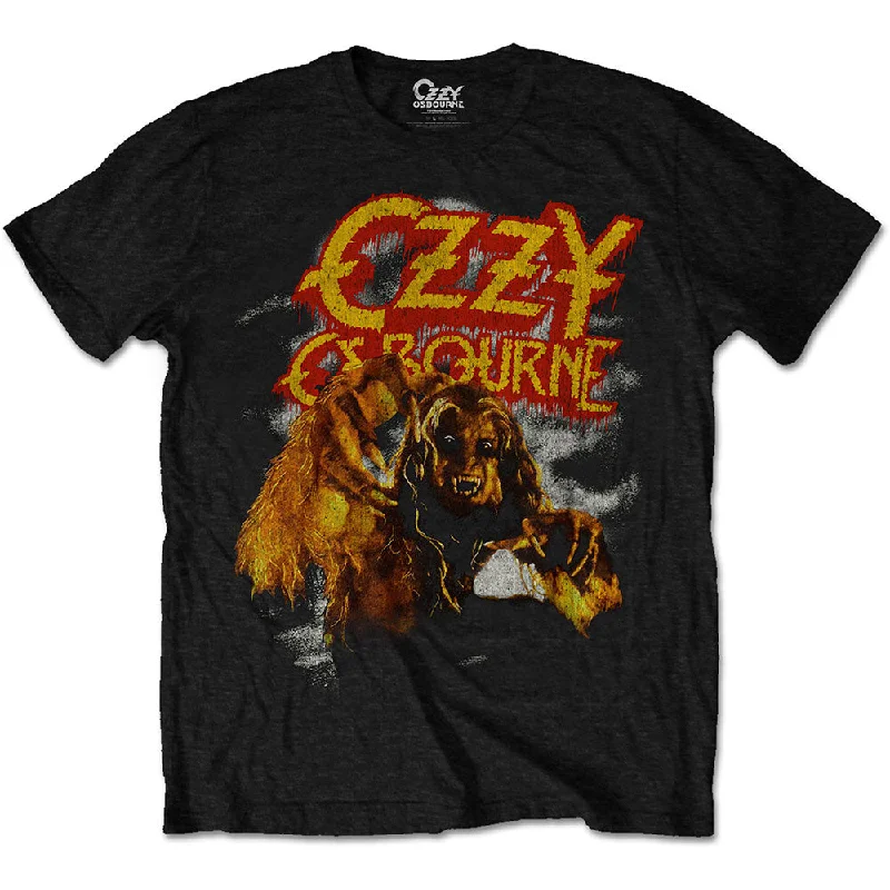 OZZY OSBOURNE Attractive T-Shirt, Vintage Werewolf Embroidered Appliqued Beaded