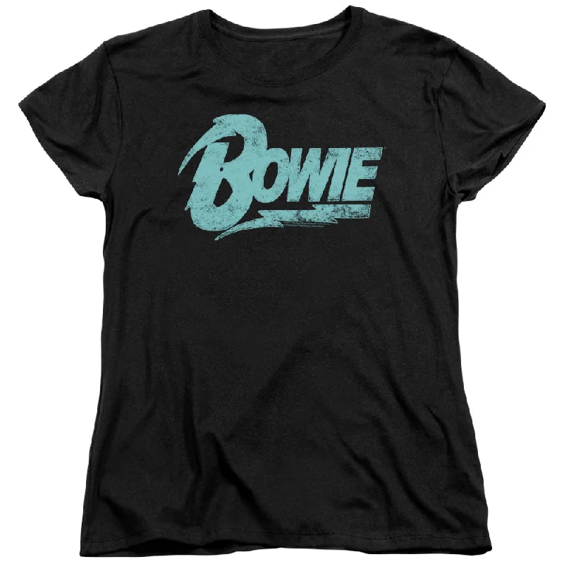 David Bowie Logo Women's 18/1 100% Cotton Short-Sleeve T-Shirt Boxy Fit Fitted Loose David Bowie Logo Women's 18/1 100% Cotton Short-Sleeve T-Shirt Boxy Fit Fitted Loose