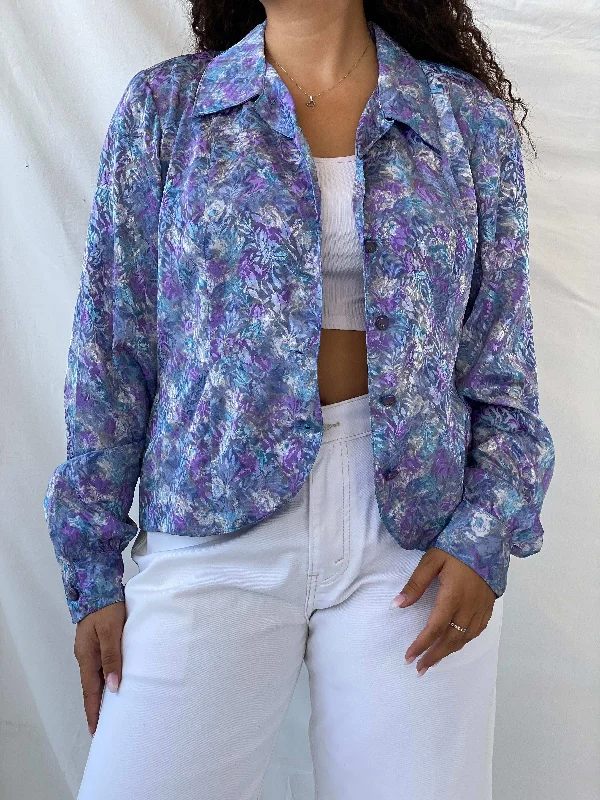 Dreamy Vintage Handmade Blue and Purple Full Sleeve Button Shirt - L Welt Pockets Slit Pockets Flap Pockets Dreamy Vintage Handmade Blue and Purple Full Sleeve Button Shirt - L Welt Pockets Slit Pockets Flap Pockets
