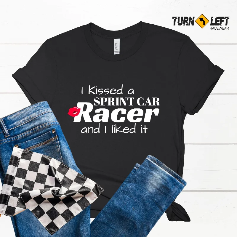 I Kissed A SPrint Car Racer And I Liked It Women's T-Shirt Real Fur Shearling Chenille I Kissed A SPrint Car Racer And I Liked It Women's T-Shirt Real Fur Shearling Chenille