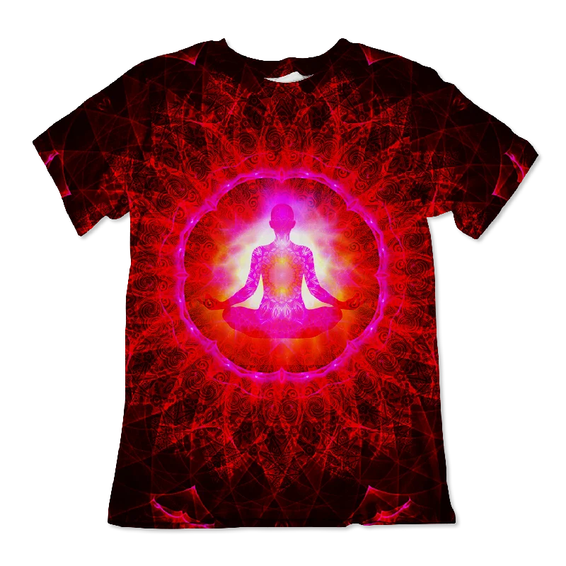 Meditating Psi~ All Over Print Unisex Tee Zippered Front Buttoned Front Snap Front