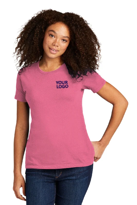 Next Level Women's Cotton Boyfriend Custom Tee's, Hot Pink Houndstooth Herringbone Solid