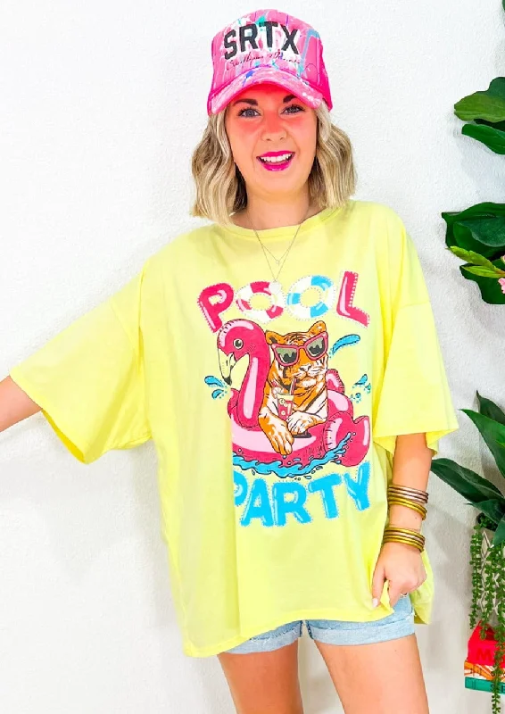 Pool Party Tee - Lemon Spandex Blend Rayon Blend Denim Blend