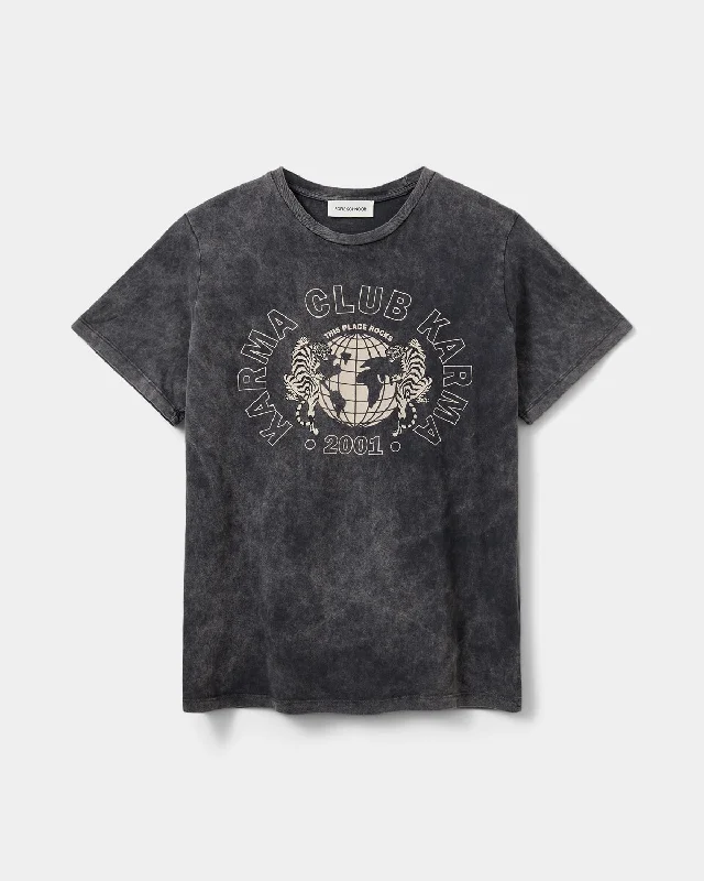 ZENASW T-SHIRT - Washed black Collared Crew Neck Turtle Neck