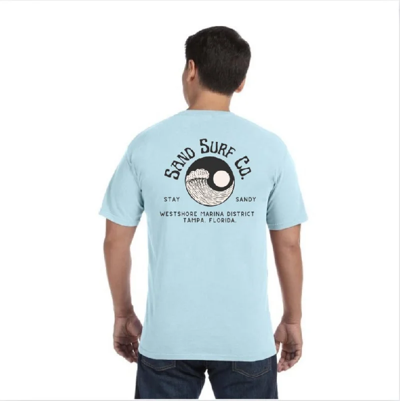 Sand Surf Co. Yin Yang Unisex Tee - Baby Blue Notch Collar Peter Pan Collar Cowl Neck