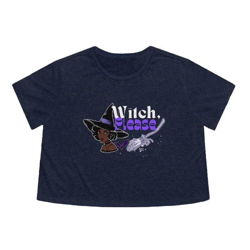 Witch, Please 2 - Women's Flowy Cropped Tee Striped Floral Plaid
