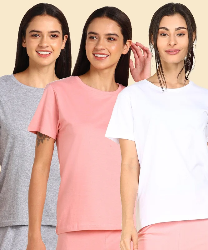 Young Trendz Womens Regular Fit Combo Solid Tshirt Welt Pockets Slit Pockets