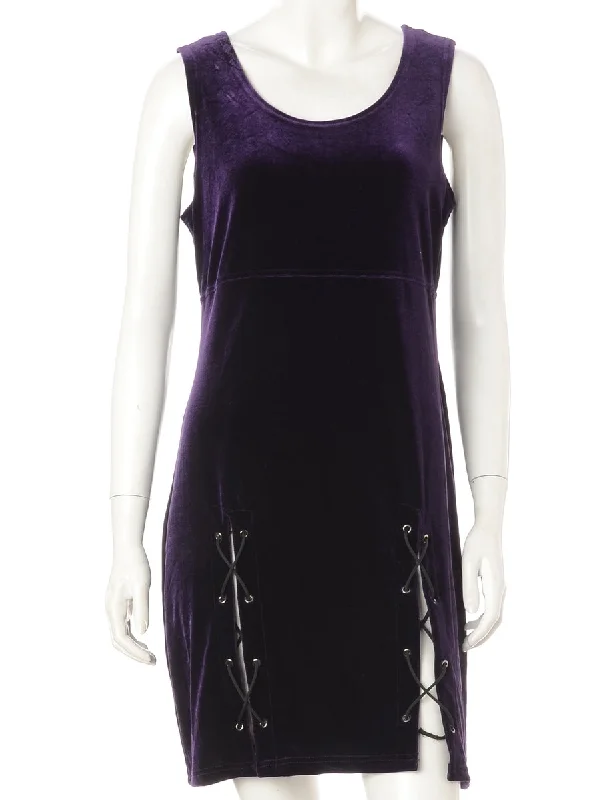 Label Lace Up Velvet Mini Dress sweetheart Neckline Romantic