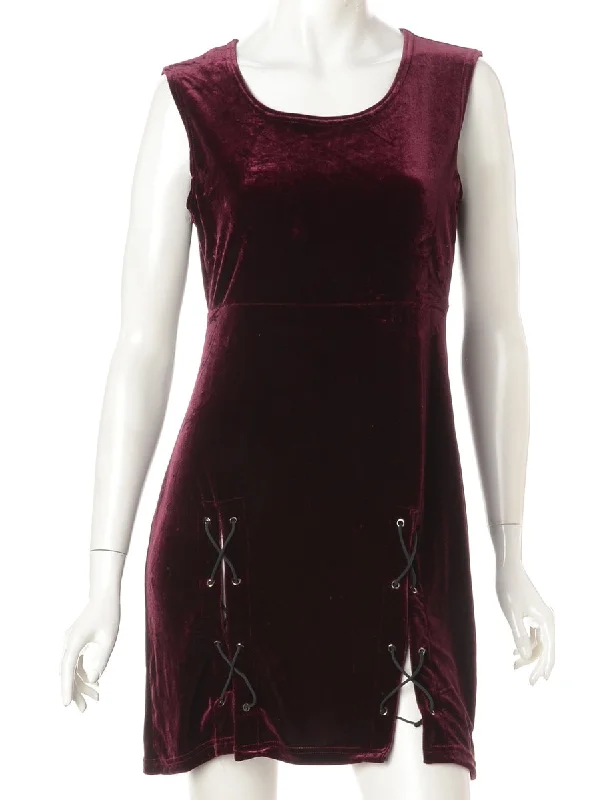 Label Lace Up Velvet Mini Dress Tunics Print Colorful