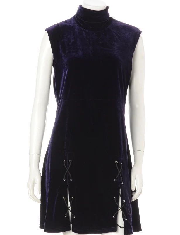 Label Lace Up Velvet Mini Dress Tunics Polka dots