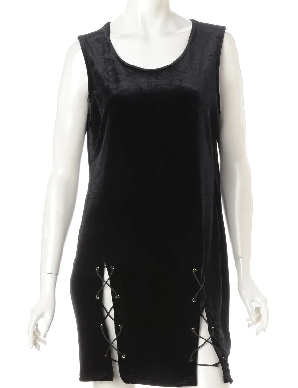 Label Lace Up Velvet Mini Dress Tunics Plaid country