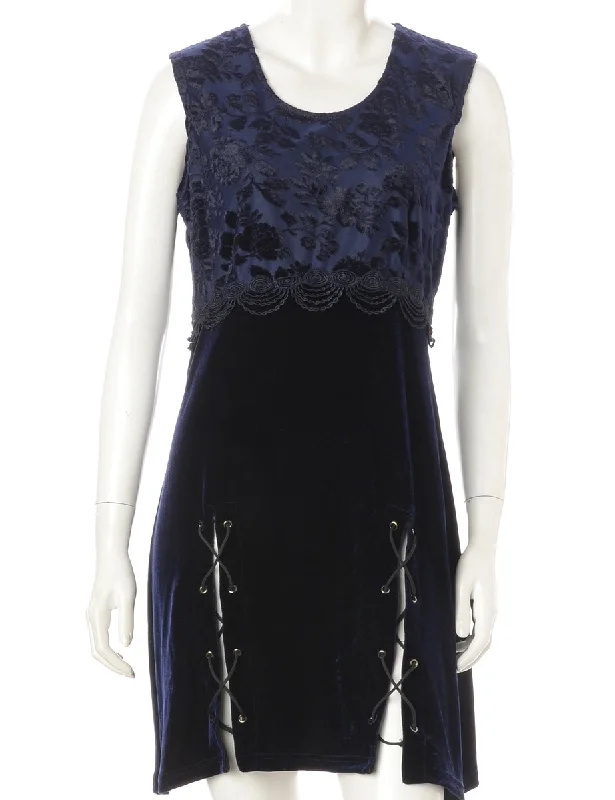 Label Lace Up Velvet Mini Dress Tunics Mesh breathable