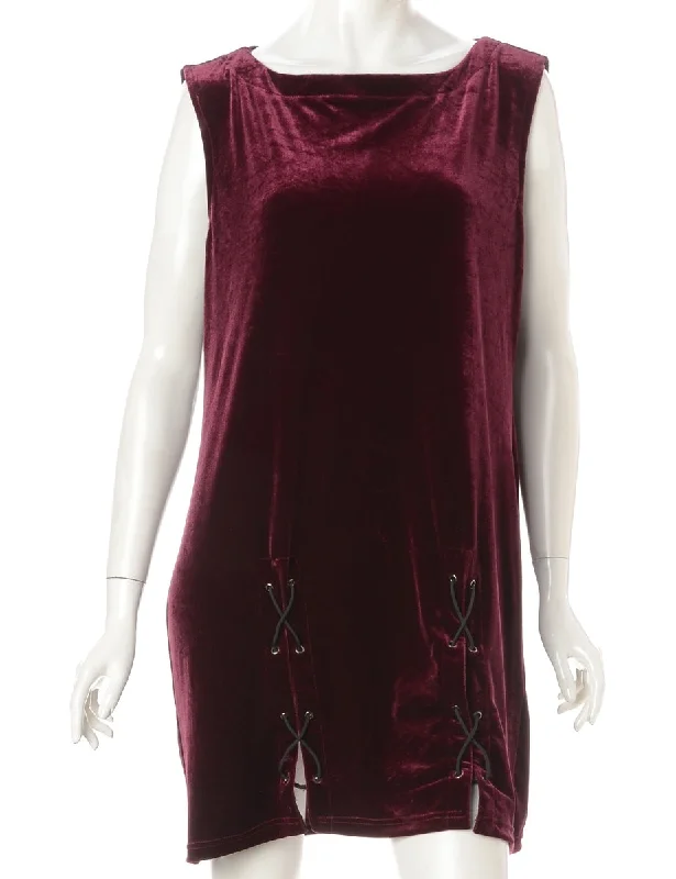 Label Lace Up Velvet Mini Dress A-Line Day Work