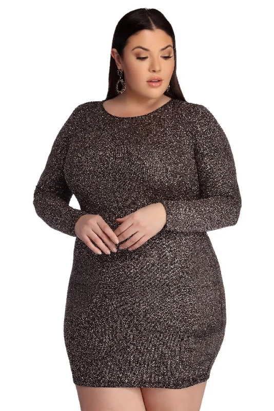 Plus Glitter Goddess Mini Dress Tunics Yoga stretchy