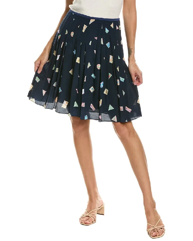 Lafayette 148 New York Pleated Silk Skirt floral skirt print
