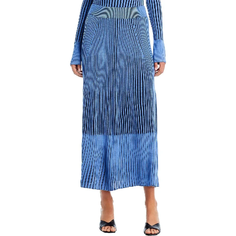 Womens Midi Ribbed A-Line Skirt leather skirt bold