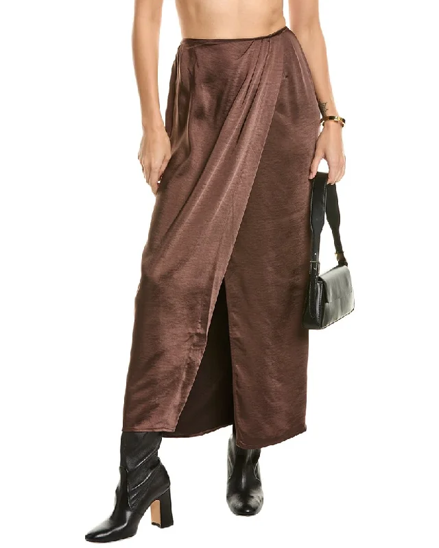 Weworewhat Drape Front Midi Skirt denim skirt casual