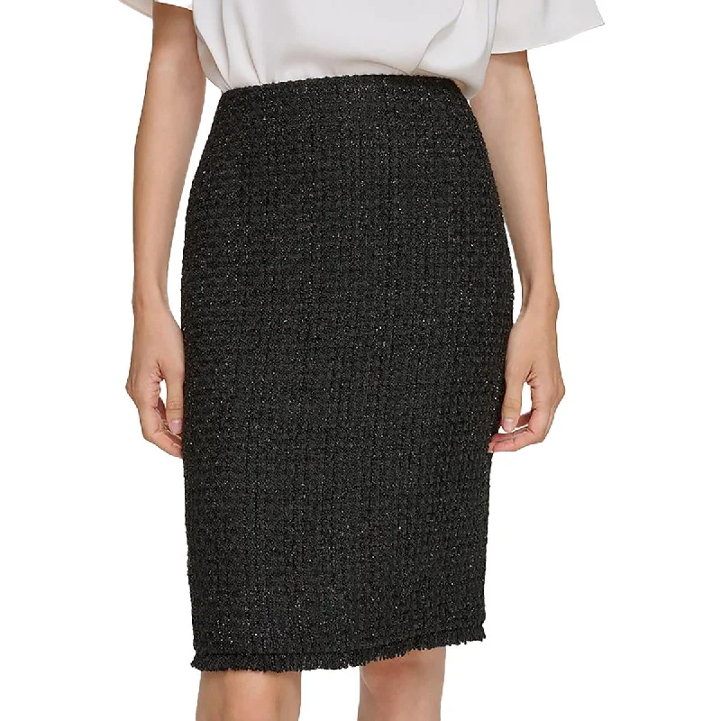 Womens Knee-Length Tweed Pencil Skirt denim skirt trendy