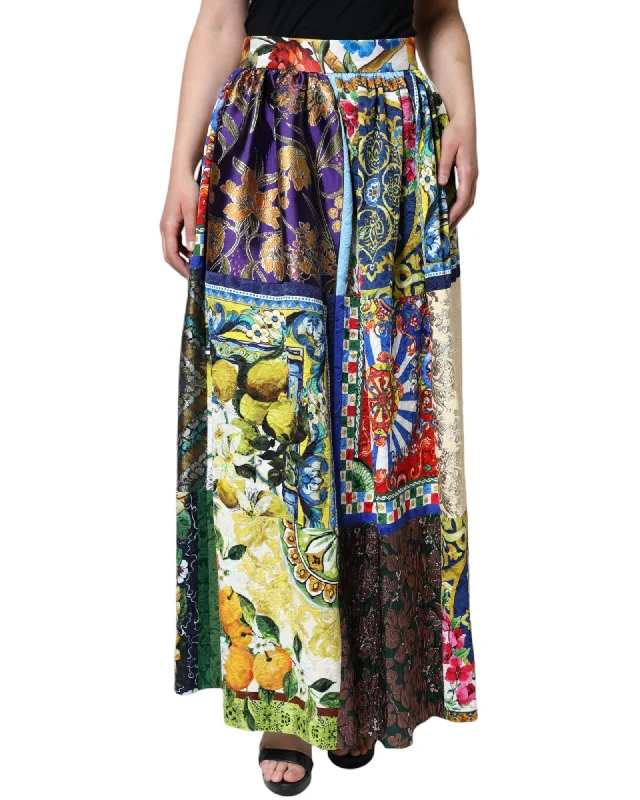 Dolce & Gabbana  Women's Patchwork Silk Skirt ribbed skirt waist
