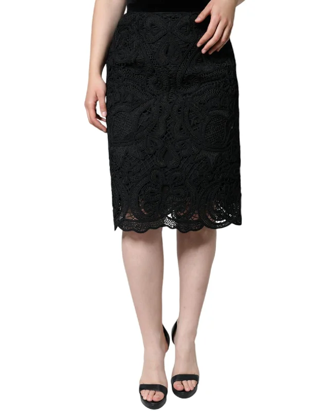 Dolce & Gabbana  Black Lace Pencil Skirt denim skirt classic