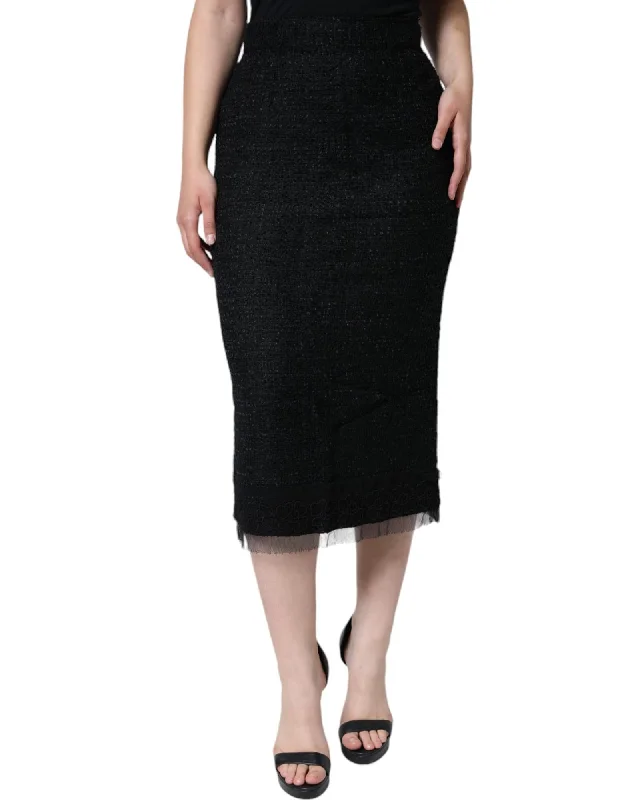 Dolce & Gabbana High Waist Virgin Wool Midi Pencil Skirt with Zipper Closure chiffon skirt airy Dolce & Gabbana High Waist Virgin Wool Midi Pencil Skirt with Zipper Closure chiffon skirt airy