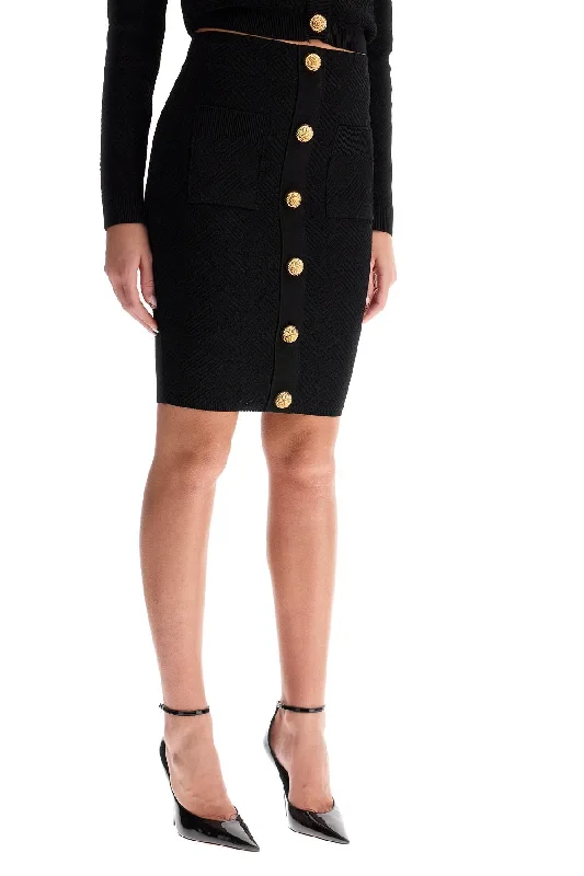 Balmain "knitted Midi Skirt With Embossed cotton skirt soft