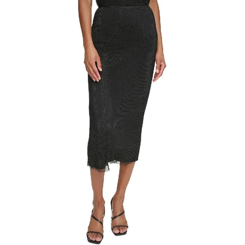 Womens Midi Mesh Pencil Skirt floral skirt print