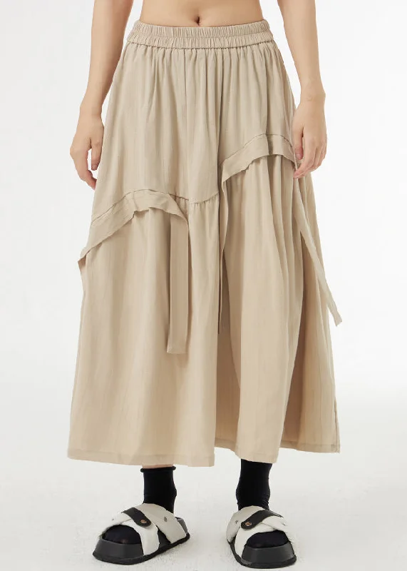 Boutique Apricot Asymmetrical Pockets Patchwork Silk Cotton Skirts Summer wool skirt warm Boutique Apricot Asymmetrical Pockets Patchwork Silk Cotton Skirts Summer wool skirt warm