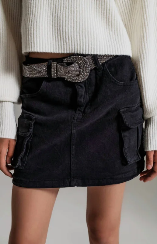 Cargo Mini Skirt In White silk skirt sleek
