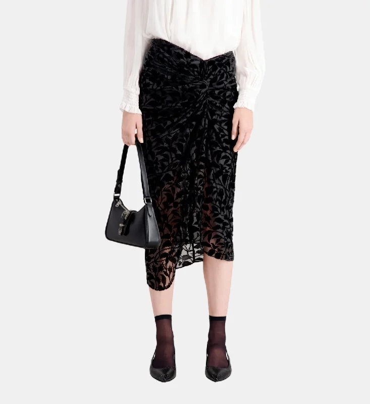 DevorÃ Velvet Midi Skirt silk skirt lustrous