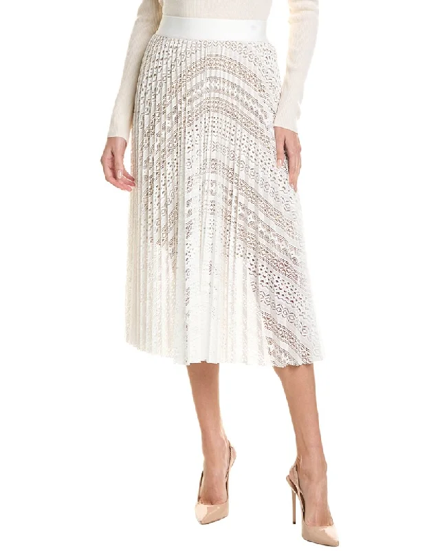 Elie Tahari Pleated Lace Skirt leather skirt sleek