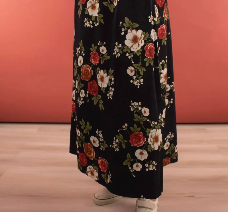Floral Maxi Slip Skirt In Midnight Navy chiffon skirt airy