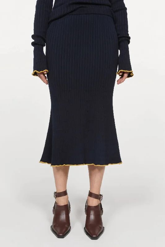 Fly Skirt In Dark Navy maxi skirt elegant