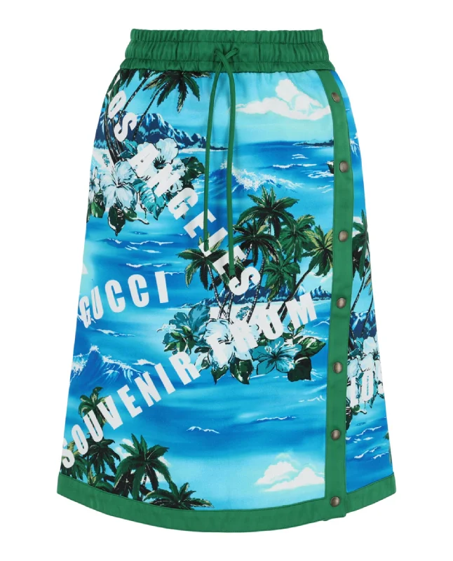 Hawaiian Printed Knee-Length Skirt athletic skirt fit