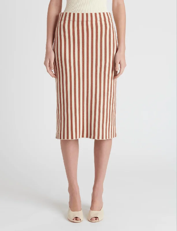 Kasey Midi Skirt In Brown/cream patchwork skirt art