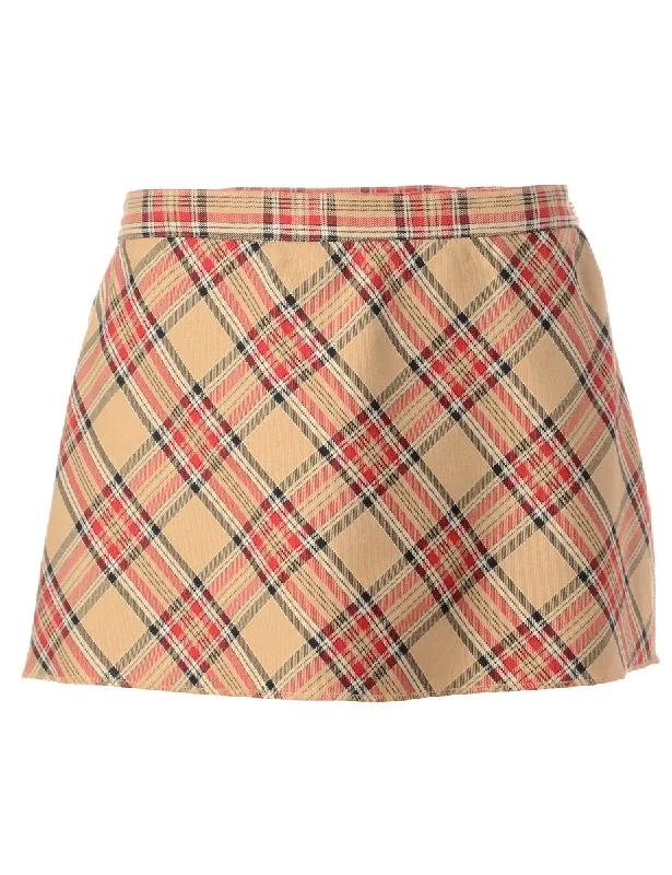 Label Super Short Tartan Skirt belted skirt waist