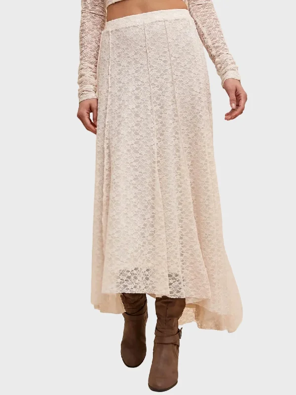 Lace Floral Skirt In Milk lace skirt feminine