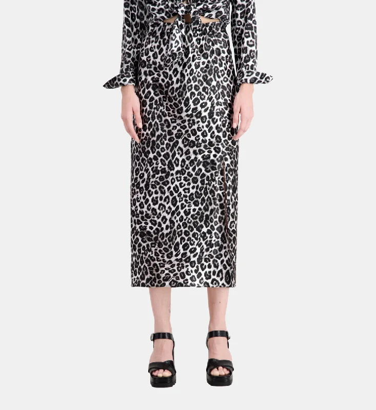 Long Printed Silk Skirt linen skirt airy