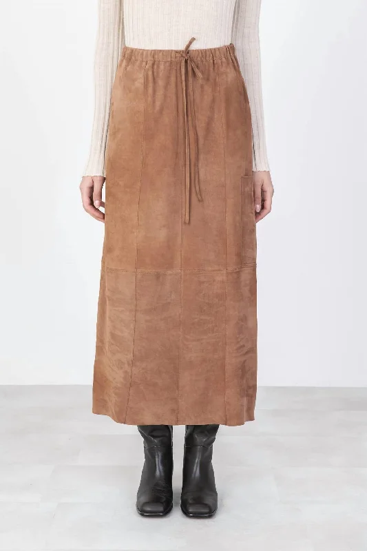 Long Suede Skirt In Cannella wrap skirt elegant