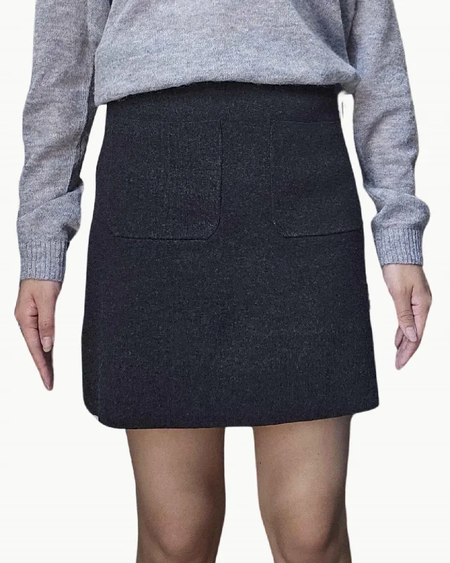 Messina Knitted Skirt In Dark Grey chiffon skirt airy