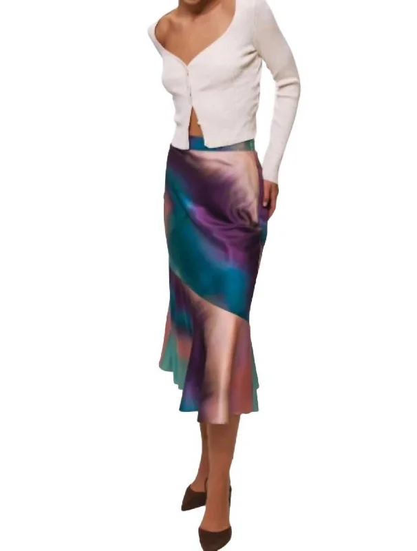 Palo Skirt In Teal Gradient Batik wool skirt warm