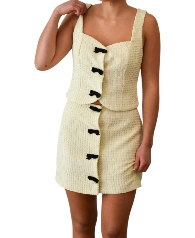 Paris Bound Tweed Bow Detail Skirt In Cream chiffon skirt floaty