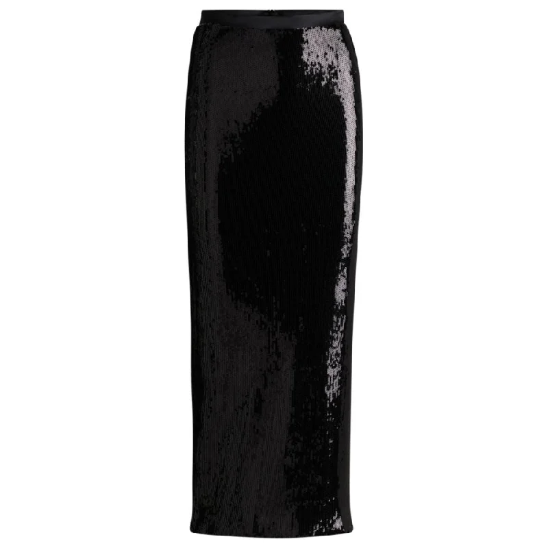 Relaxed-fit maxi skirt with sequin embellishments ribbed skirt waist