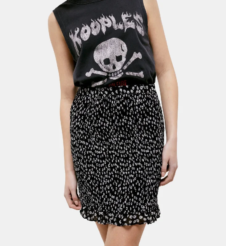 Short Printed Skirt linen skirt natural