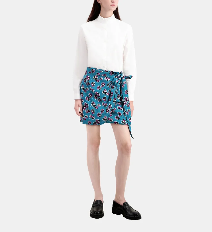 Short Printed Wrap Skirt wool skirt sturdy