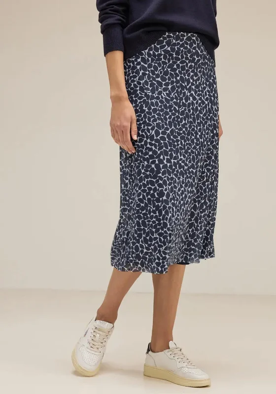 Street One Mesh Print Midi Skirt, Deep Blue leather skirt refined