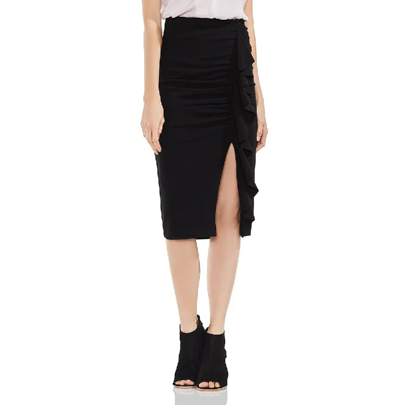 Vince Camuto Womens Ruffled Below Knee Pencil Skirt linen skirt breathable
