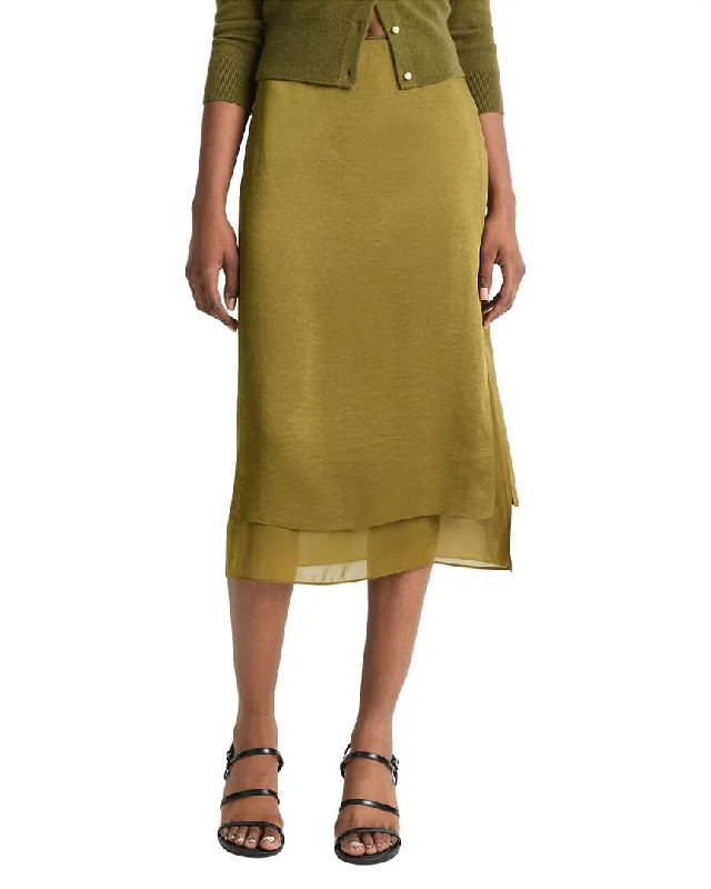 Vince Double Side Slit Straight Skirt cashmere skirt rich