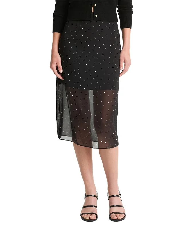 Vince Sheer Dot Silk-Blend Straight Skirt casual skirt length